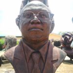 Sculpture of Peter Gregory Obi on display at Nnamdi Azikiwe University, Awka