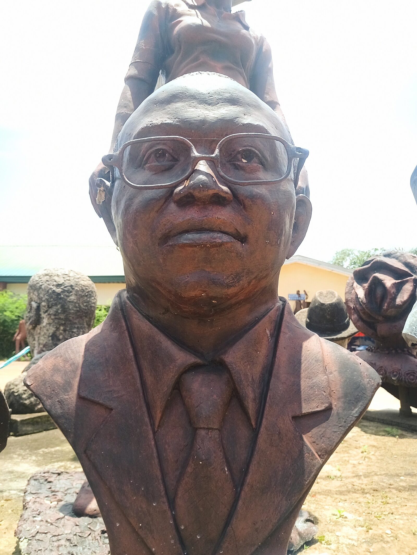 Sculpture of Peter Gregory Obi on display at Nnamdi Azikiwe University, Awka