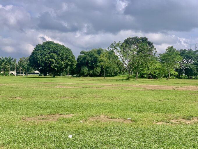Unity Park with lawns, palm trees and walkways in Uyo, Akwa Ibom State, Nigeria
