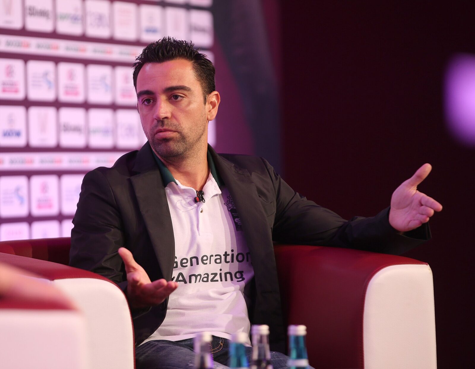 Xavi Hernández speaking at the 2016 Soccerex Asian Forum in Doha