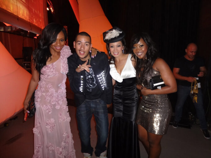 Bonang Matheba standing with AKA, Jen Su and Lorna Maseko at SAMA 18
