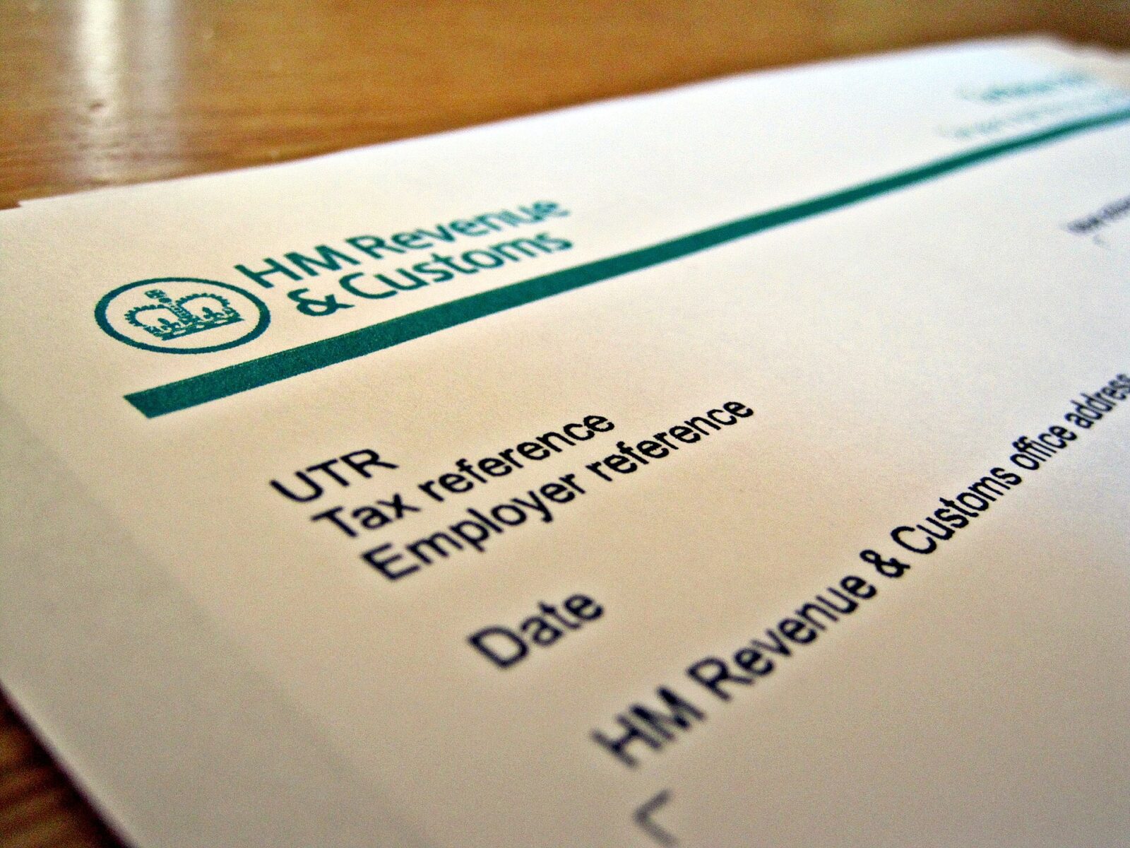Close-up photograph of a HMRC Self Assessment tax return form