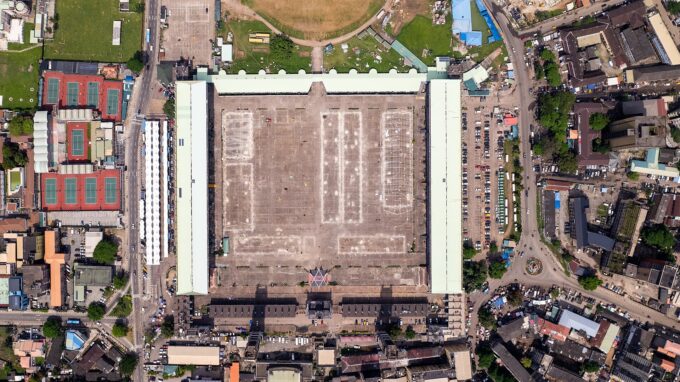 Aerial view of Tafawa Balewa Square (TBS) in Onikan, Lagos showing the venue and surrounding area