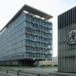 Exterior view of the World Health Organization headquarters building in Geneva