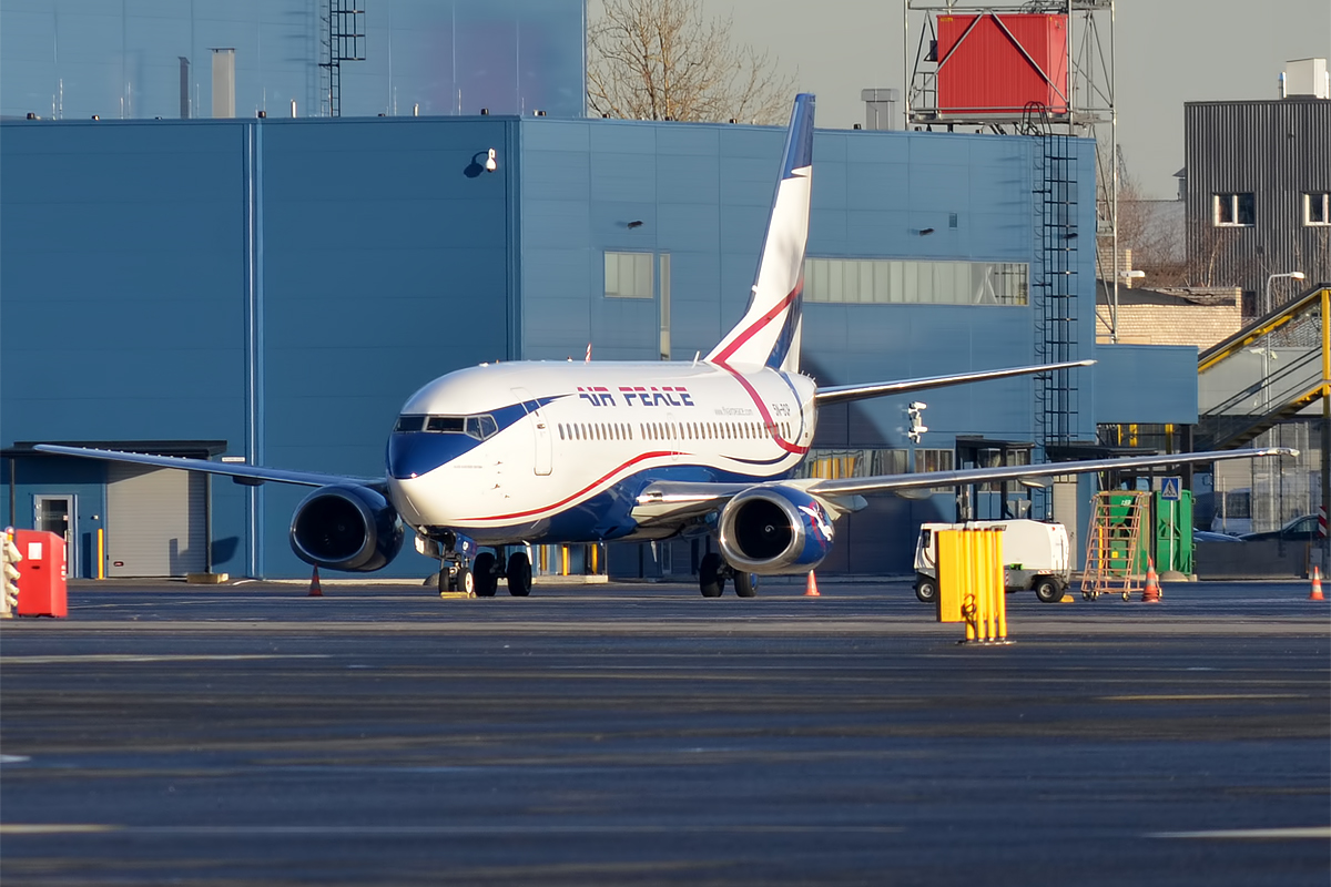 Air Peace Boeing 737-33R aircraft with registration 5N-BQP on the tarmac